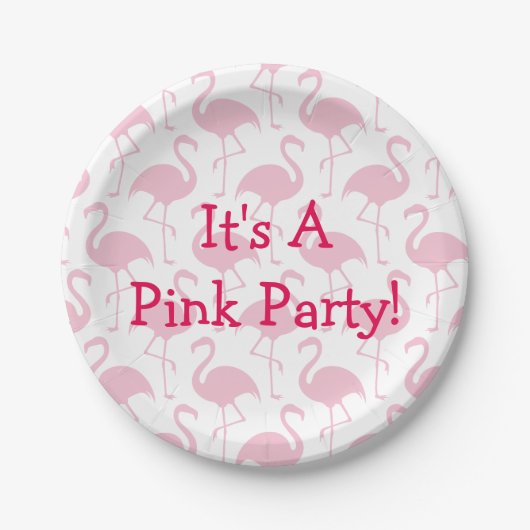 Rosa Flamingo-Party Pappteller (Vorderseite)