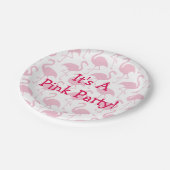 Rosa Flamingo-Party Pappteller (Schrägansicht)