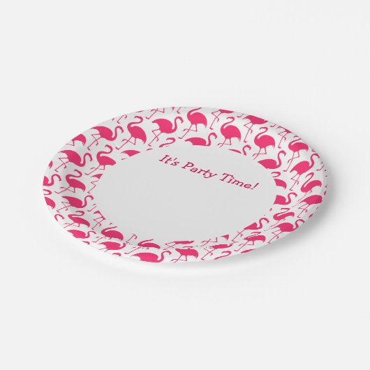 Rosa Flamingo-Party-Teller Pappteller (Schrägansicht)