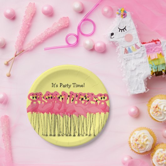 Rosa Flamingo-Party-Teller Pappteller (Party)