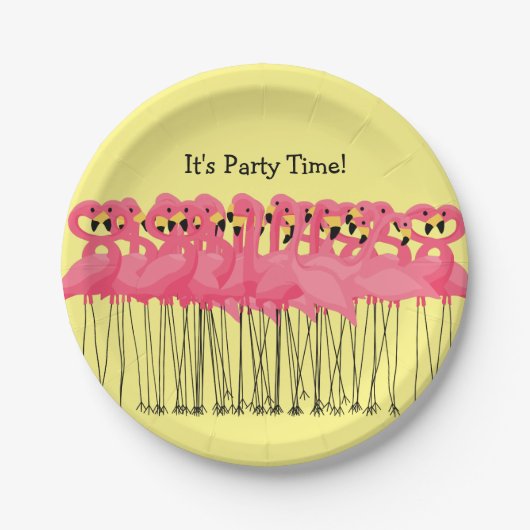 Rosa Flamingo-Party-Teller Pappteller (Vorderseite)