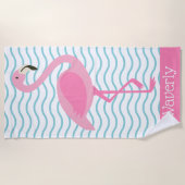 Rosa Flamingo Personalisiert Beach Handtuch (Vorderseite)