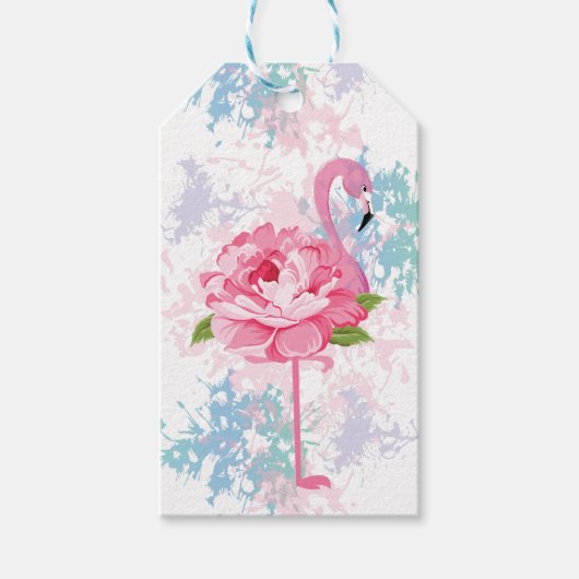 Rosa Flamingo Personalisiert Geschenkanhänger (Vorderseite)