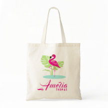 Rosa Flamingo-personalisierte Namenstasche