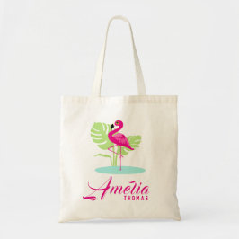 Rosa Flamingo-personalisierte Namenstasche Tragetasche