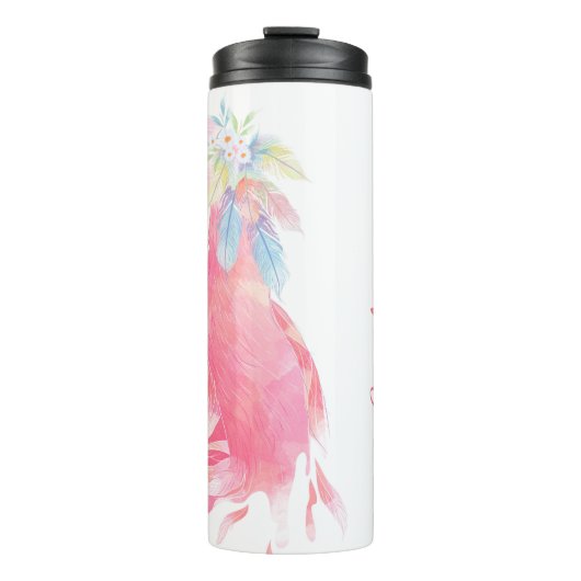 Rosa Flamingo-personalisierte thermische Trommel Thermosbecher (Vorderseite)