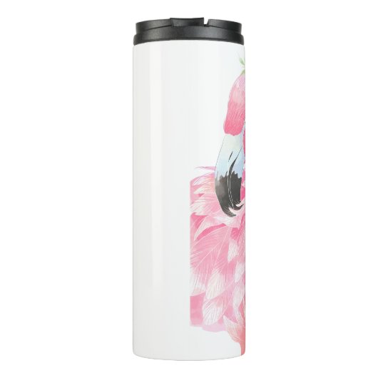 Rosa Flamingo-personalisierte thermische Trommel Thermosbecher (Rückseite)