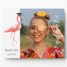 Rosa Flamingo personalisierter Abschluss Foto Plaq