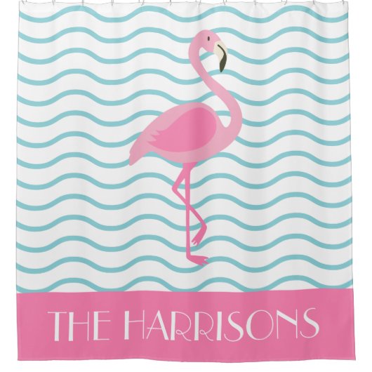 Rosa Flamingo Personalisierter Duschvorhang (Vorderseite)