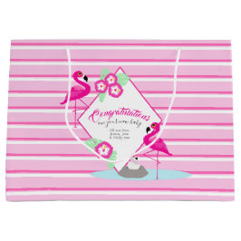 Rosa Flamingo personalisiertes Babyduschgeschenk T Große Geschenktüte