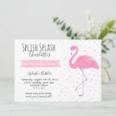 Rosa Flamingo Polk-einpunkt 1. Einladung (Stehend Vorderseite)