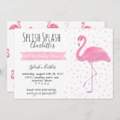 Rosa Flamingo Polk-einpunkt 1. Einladung (Vorne/Hinten)