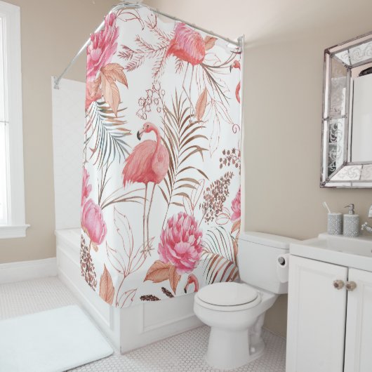 Rosa Flamingo, ponisches Aquarellmuster. Duschvorhang (Beispiel)
