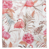 Rosa Flamingo, ponisches Aquarellmuster. Duschvorhang (Vorderseite)