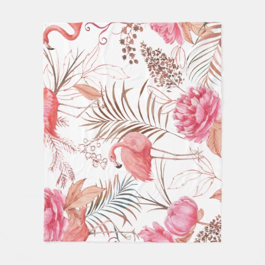 Rosa Flamingo, ponisches Aquarellmuster. Fleecedecke (Vorderseite)