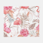 Rosa Flamingo, ponisches Aquarellmuster. Fleecedecke (Vorderseite (Horizontal))