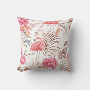 Rosa Flamingo, ponisches Aquarellmuster. Kissen