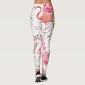 Rosa Flamingo, ponisches Aquarellmuster. Leggings (Rückseite)
