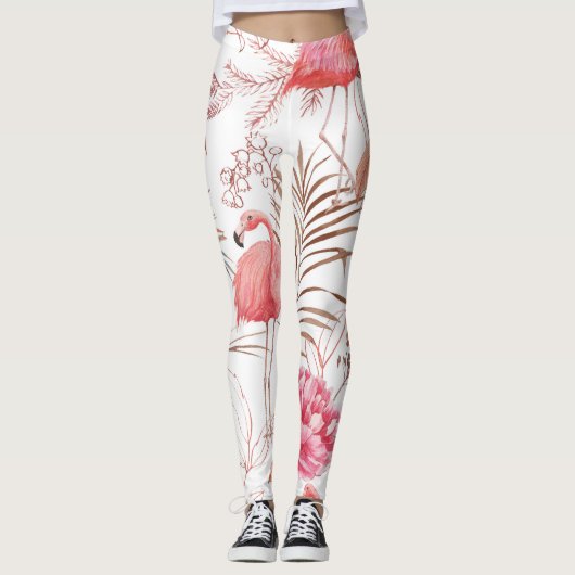 Rosa Flamingo, ponisches Aquarellmuster. Leggings (Vorderseite)
