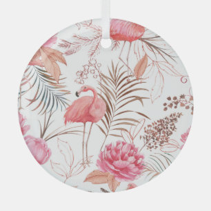 Rosa Flamingo, ponisches Aquarellmuster. Ornament Aus Glas