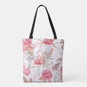 Rosa Flamingo, ponisches Aquarellmuster. Tasche (Rückseite)