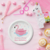 Rosa Flamingo-Pool-Floss-Sommer-Party-Teller Pappteller (Party)