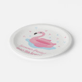 Rosa Flamingo-Pool-Floss-Sommer-Party-Teller Pappteller (Schrägansicht)