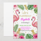 Rosa Flamingo Pool Geburtstagsfeier Einladung (Vorne/Hinten)