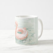 Rosa Flamingo Pool Genieße die kleinen Dinge Kaffeetasse (VorderseiteRechts)