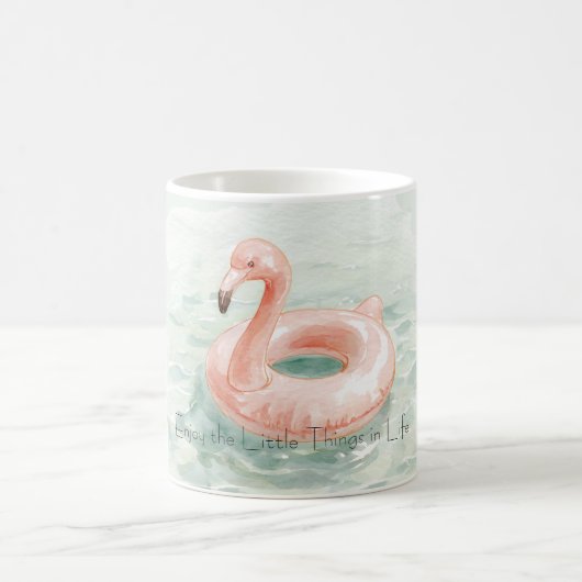 Rosa Flamingo Pool Genieße die kleinen Dinge Kaffeetasse (Mittel)