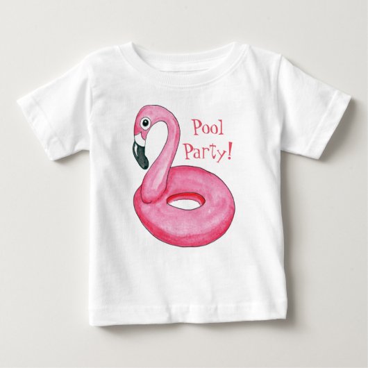 Rosa Flamingo-Pool-Party-Baby-T - Shirt (Vorderseite)