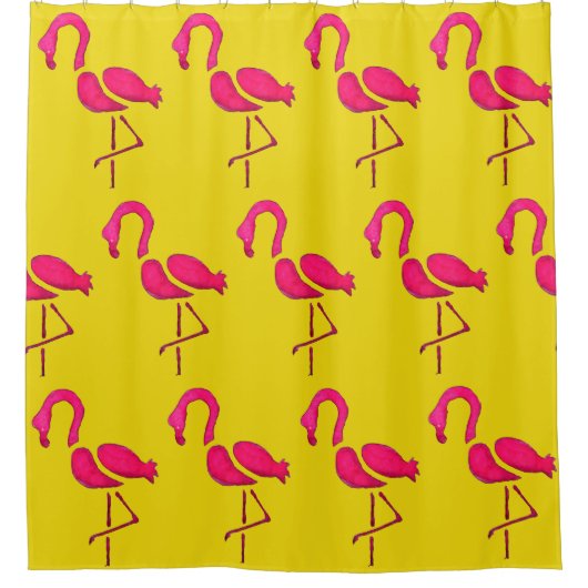 Rosa Flamingo Pop Kunst Duschvorhang (Vorderseite)