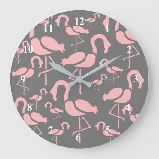 Rosa Flamingo Pop Kunst Große Wanduhr (Vorderseite)