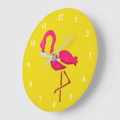 Rosa Flamingo Pop Kunst Große Wanduhr (Winkel)