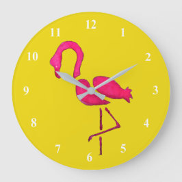 Rosa Flamingo Pop Kunst Große Wanduhr