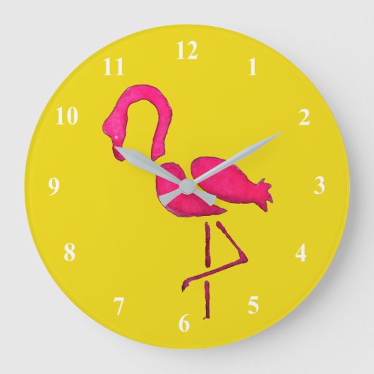Rosa Flamingo Pop Kunst Große Wanduhr (Vorderseite)