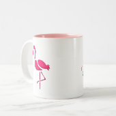 Rosa Flamingo Pop Kunst Zweifarbige Tasse (Vorderseite Links)