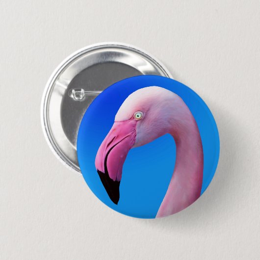Rosa Flamingo-Porträt-Nahaufnahme-Knöpfe Button (Vorne & Hinten)