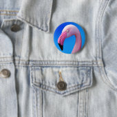 Rosa Flamingo-Porträt-Nahaufnahme-Knöpfe Button (Beispiel)