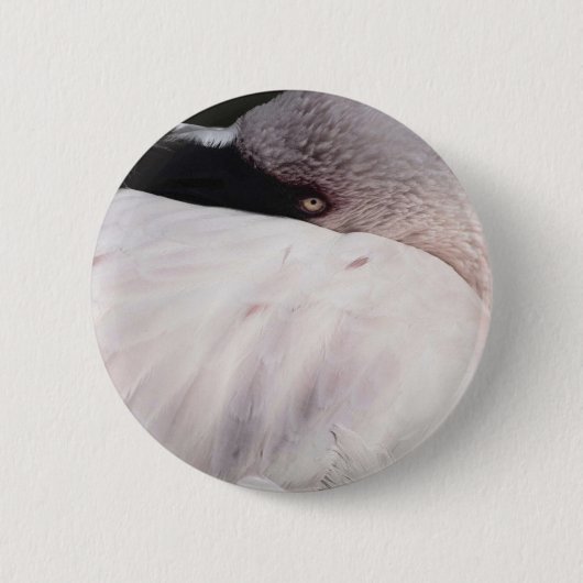 Rosa Flamingo-Porträtzeichnungseffekt-Kunst Button (Vorderseite)