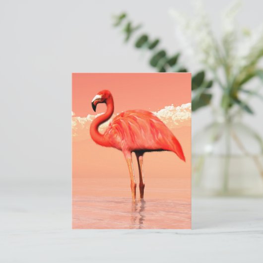 Rosa Flamingo Postkarte (Stehend Vorderseite)