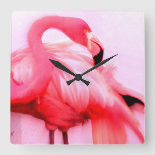 Rosa Flamingo Quadratische Wanduhr