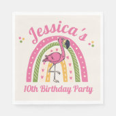 Rosa Flamingo Rainbow Girl's Geburtsdatum Serviette (Vorderseite)