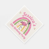 Rosa Flamingo Rainbow Girl's Geburtsdatum Serviette (Ecke)