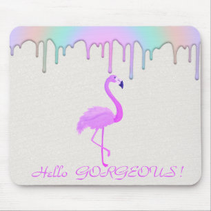 Rosa Flamingo, Regenbogen Tropfen - Hallo Schönhei Mousepad