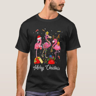 Rosa Flamingo Rentier Weihnachtsmannmütze Funny M T-Shirt