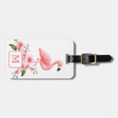 Rosa Flamingo Rosa Orchid Flora Monogram Gepäckanhänger (Vorderseite horizontal)