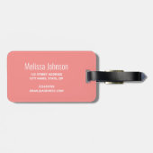 Rosa Flamingo Rosa Orchid Flora Monogram Gepäckanhänger (Rückseite horizontal)