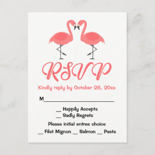 Rosa Flamingo RSVP Hochzeit Luau Sommer Strand Einladungspostkarte