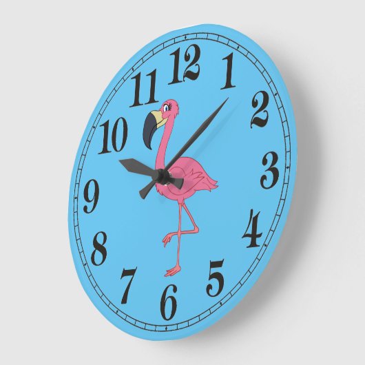 Rosa Flamingo Runde (große Wand) Uhr (Winkel)